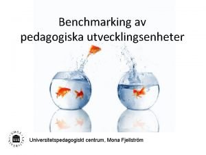 Benchmarking av pedagogiska utvecklingsenheter Universitetspedagogiskt centrum Mona Fjellstrm