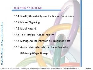 CHAPTER 17 OUTLINE Chapter 17 Markets with Asymmetric