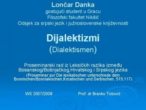 Lonar Danka gostujui student u Gracu Filozofski fakultet