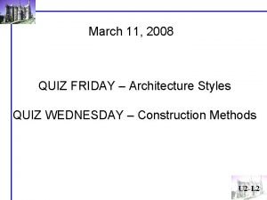 March 11 2008 QUIZ FRIDAY Architecture Styles QUIZ