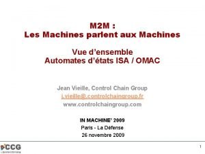 M 2 M Les Machines parlent aux Machines