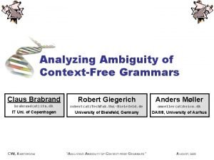 Analyzing Ambiguity of ContextFree Grammars Claus Brabrand Robert