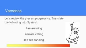 Vamonos Lets review the present progressive Translate the