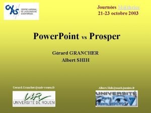 Journes Mthrice 21 23 octobre 2003 Power Point