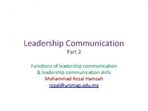 Leadership Communication Part 2 Functions of leadership communication
