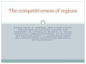 The competitiveness of regions BASED ON M E