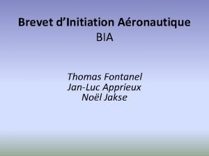 Brevet dInitiation Aronautique BIA Thomas Fontanel JanLuc Apprieux