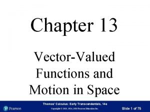 Chapter 13 VectorValued Functions and Motion in Space
