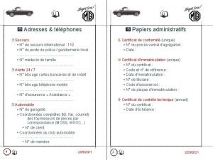 Adresses tlphones Papiers administratifs Secours N de secours