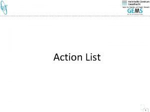 Action List 1 ACTIONS LIST BEER Action List