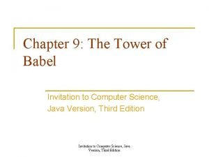 Chapter 9 The Tower of Babel Invitation to