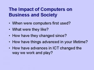 Impact of computers in today's society