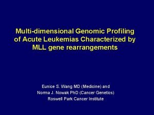 Multidimensional Genomic Profiling of Acute Leukemias Characterized by