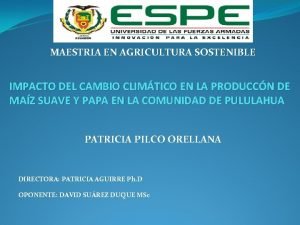 MAESTRIA EN AGRICULTURA SOSTENIBLE IMPACTO DEL CAMBIO CLIMTICO
