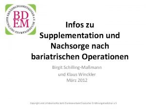Infos zu Supplementation und Nachsorge nach bariatrischen Operationen