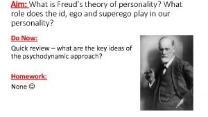 Aim What is Freuds theory of personality What