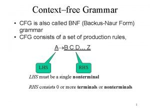 Bnf context free grammar