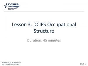 Lesson 3 DCIPS Occupational Structure Duration 45 minutes