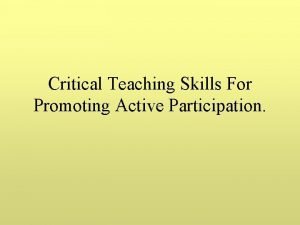 Promoting active participation
