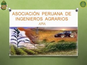 ASOCIACIN PERUANA DE INGENIEROS AGRARIOS APIA CENTENARIO DE