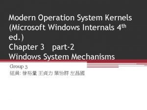 Modern Operation System Kernels Microsoft Windows Internals 4