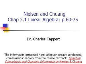 Nielsen and Chuang Chap 2 1 Linear Algebra