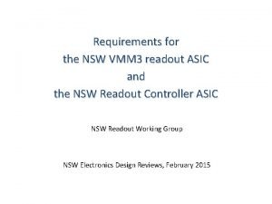 Requirements for the NSW VMM 3 readout ASIC