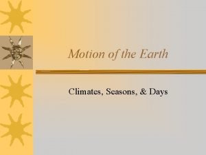 Motion of the Earth Climates Seasons Days What