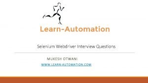 Selenium webdriver interview questions