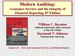 Modern auditing and assurance services
