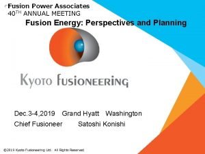 Fusion energy