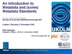 Introduction to metadata