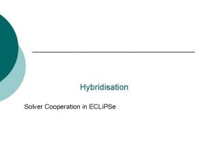 Hybridisation Solver Cooperation in ECLi PSe Introduction Motivation