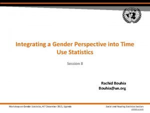 Integrating a Gender Perspective into Time Use Statistics