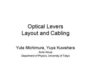 Optical Levers Layout and Cabling Yuta Michimura Yuya