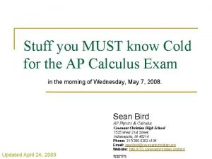 Ap calculus stuff you must know cold