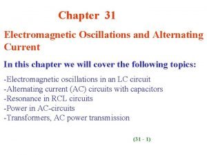 Chapter 31 Electromagnetic Oscillations and Alternating Current In