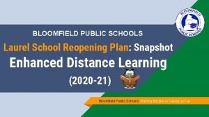 BLOOMFIELD PUBLIC SCHOOLS Laurel School Reopening Plan Snapshot