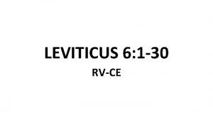 LEVITICUS 6 1 30 RVCE 1 And the