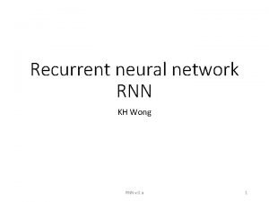 Recurrent neural network RNN KH Wong RNN v