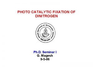 PHOTO CATALYTIC FIXATION OF DINITROGEN Ph D Seminar