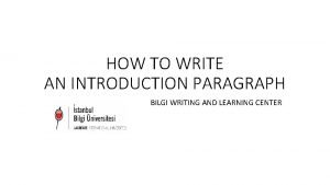 Examples of introduction paragraph