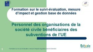 Formation sur le suivivaluation mesure dimpact et gestion