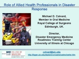 Role of Allied Health Professionals in Disaster Response