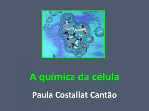 A qumica da clula Paula Costallat Canto A