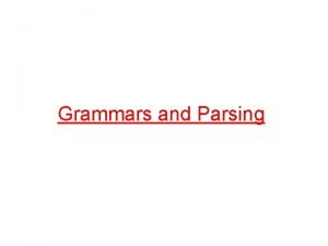 Grammars and Parsing Grammars Sentence Noun Verb Noun
