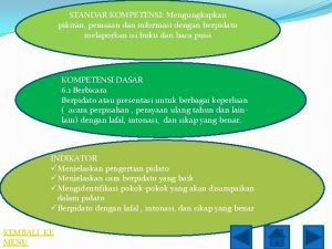 STANDAR KOMPETENSI Mengungkapkan pikiran perasaan dan informasi dengan