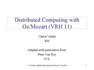 Distributed Computing with OzMozart VRH 11 Carlos Varela