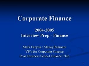 Corporate Finance 2004 2005 Interview Prep Finance Mark