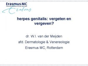 herpes genitalis vergeten en vergeven dr W I